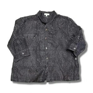 🌟Choices Women's XL Brown Sheer Button-Up Blouse Long Sleeve Casual Fall🌟